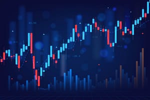 Stock market candlestick chart pattern design on blue background